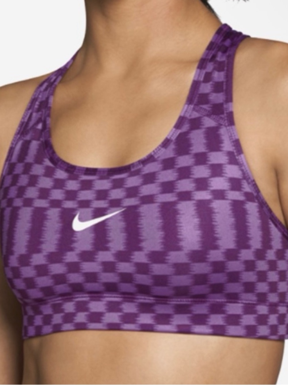 Nike pro purple checkered racerback sports bra size M